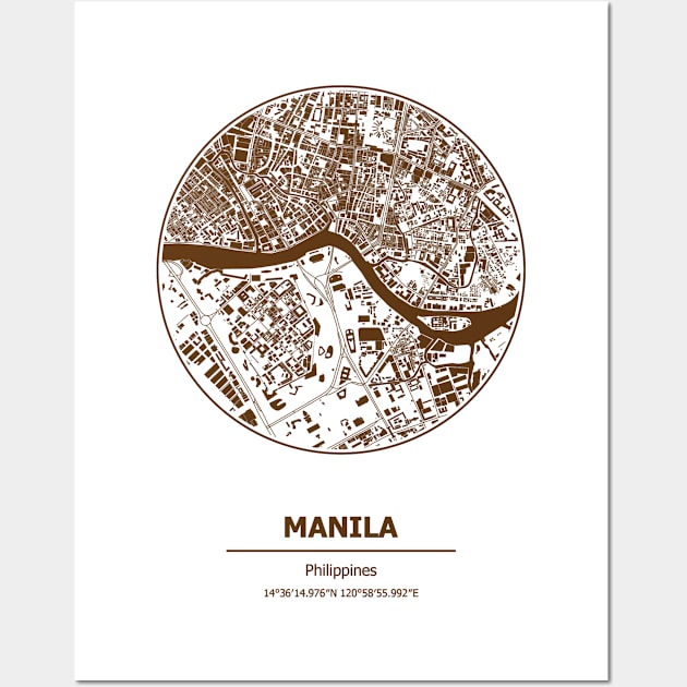 Manila city map coordinates Wall Art by SerenityByAlex